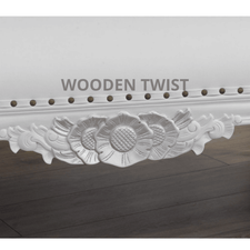 Magnificent Teak Wood Handcrafted Deewan Chaise Lounge White Silver - decor setting