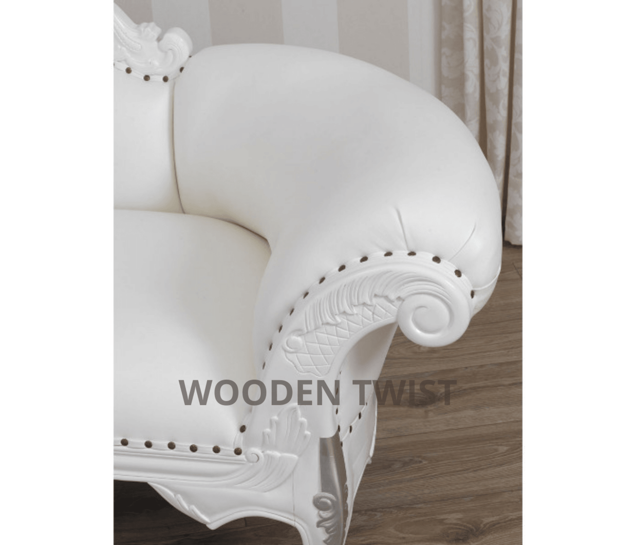 Magnificent Teak Wood Handcrafted Deewan Chaise Lounge White Silver - full lounge
