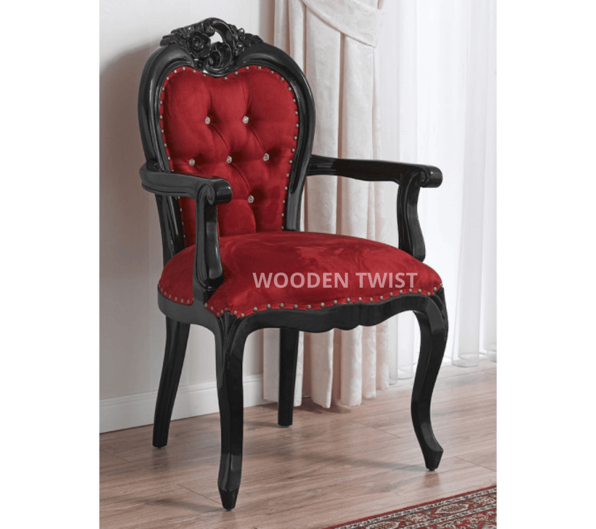 Teak Wood Elegance in Black & Burgundy