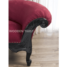 Modish Teak Wood Handcrafted Deewan Chaise Lounge Black Finish - home decor setting