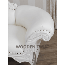 Magnificent Teak Wood Handcrafted Deewan Chaise Lounge White Silver - full lounge