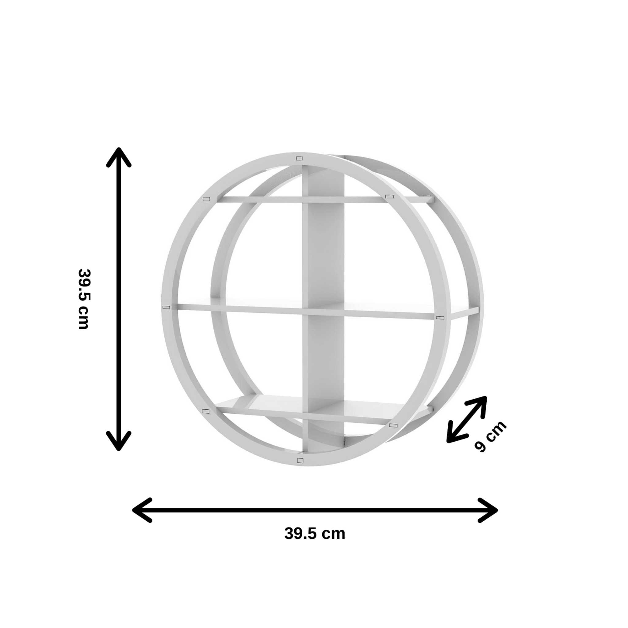 Trendlong PVC Wood Round Floating Wall Shelf - dimensions diagram
