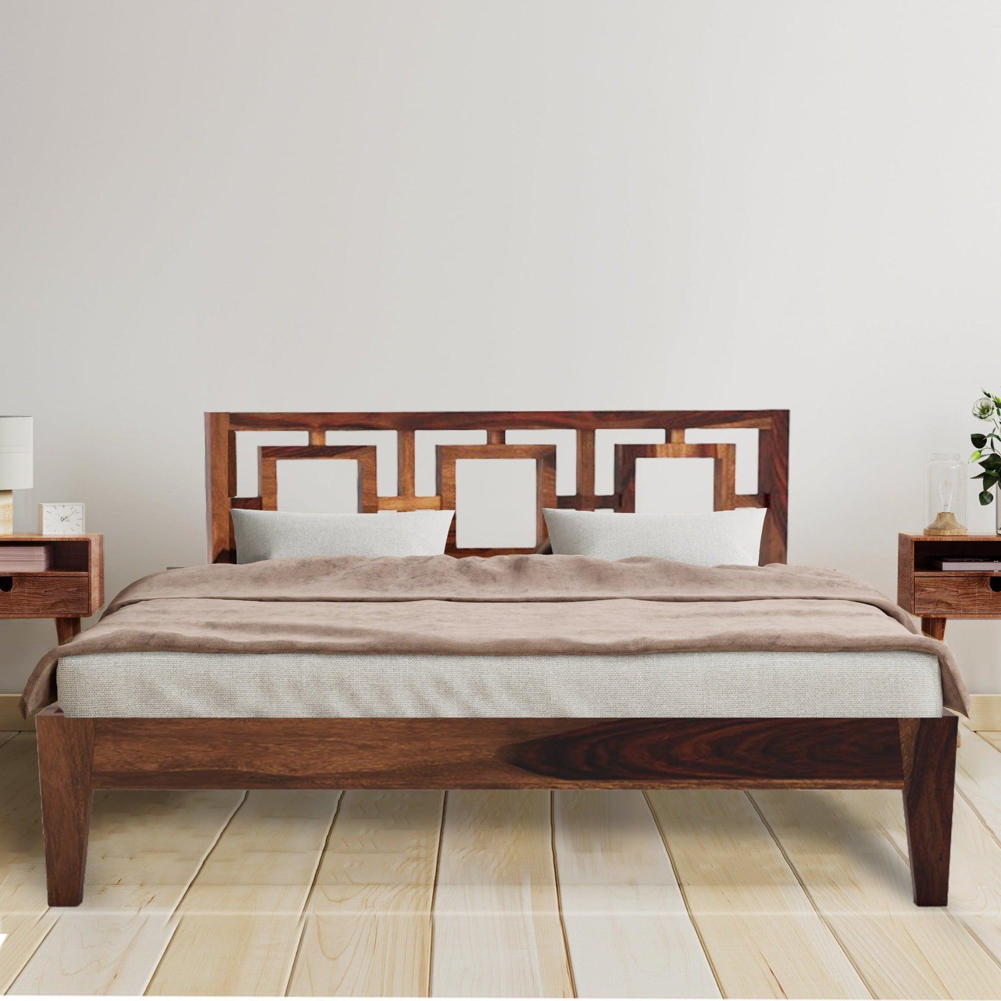 STOA BED KING Sheesham Wood (Honey Finish) - WoodenTwist