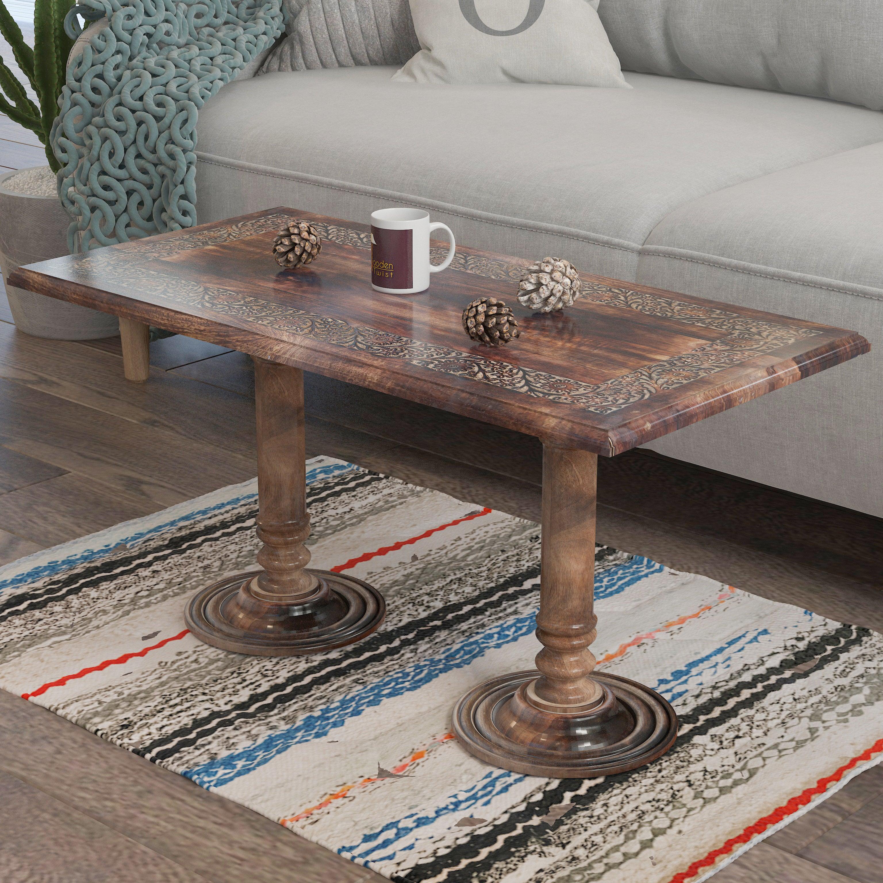 Wooden Twist Sculpte Hand Carved Solid Wood Coffee Table - WoodenTwist