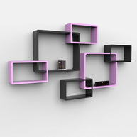 Wooden Intersecting Wall Shelves (Set of 6) - WoodenTwist