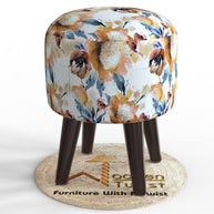 Wooden Twist Puffy Ottoman Stool For Living Room Pack Of 1 - WoodenTwist