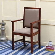 Wood Standard Arm Cushioned Comfort Back Rest Seating Chair (Sheesham Wood)
