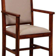 Wood Standard Arm Cushioned Comfort Back Rest Seating Chair (Sheesham Wood)