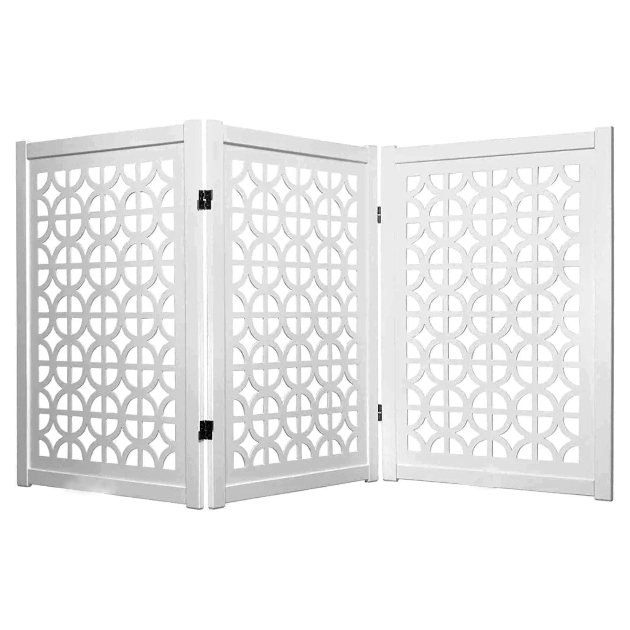 Wooden Portable Safety Pet Fence Gate Partition For Kids & Dogs (White) - WoodenTwist