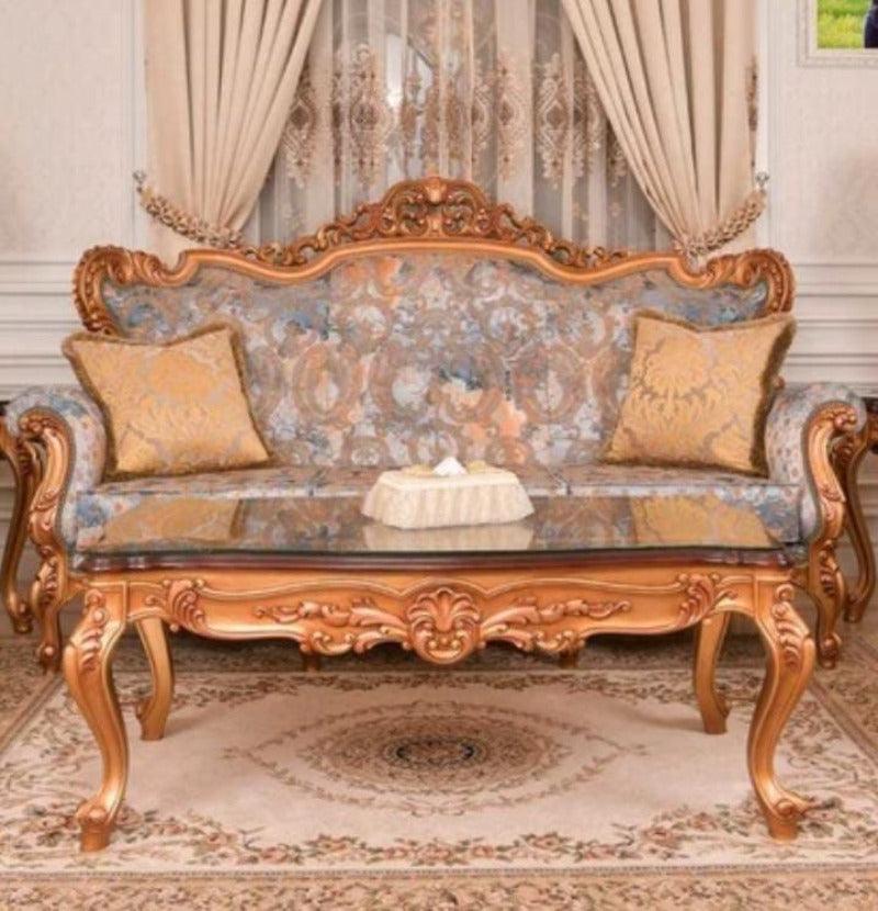 Classic Carved Sofa Set with Table in Premium Finish ( Maharaja Sofa ) - WoodenTwist