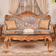Classic Carved Sofa Set with Table in Premium Finish ( Maharaja Sofa ) - WoodenTwist