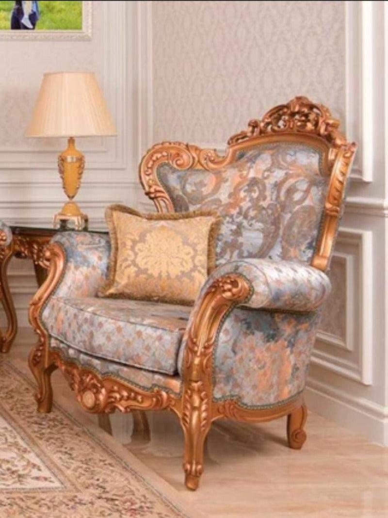 Classic Carved Sofa Set with Table in Premium Finish ( Maharaja Sofa ) - WoodenTwist