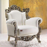 Armchair Boutique French Baroque Style Throne Silver Leaf - WoodenTwist