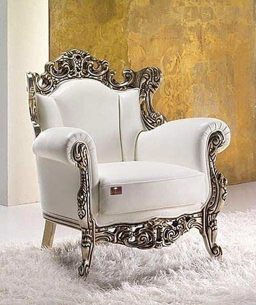 Armchair Boutique French Baroque Style Throne Silver Leaf - WoodenTwist
