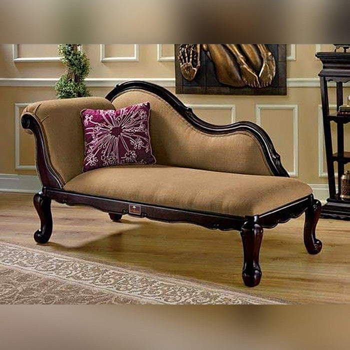 Handcrafted Deewan Chaise Lounge (Walnut Finish) - WoodenTwist