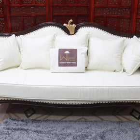 Traditional Wooden 3 Seater Couch for Home & Office Chaise Lounge Settee (Walnut Finish ) - WoodenTwist
