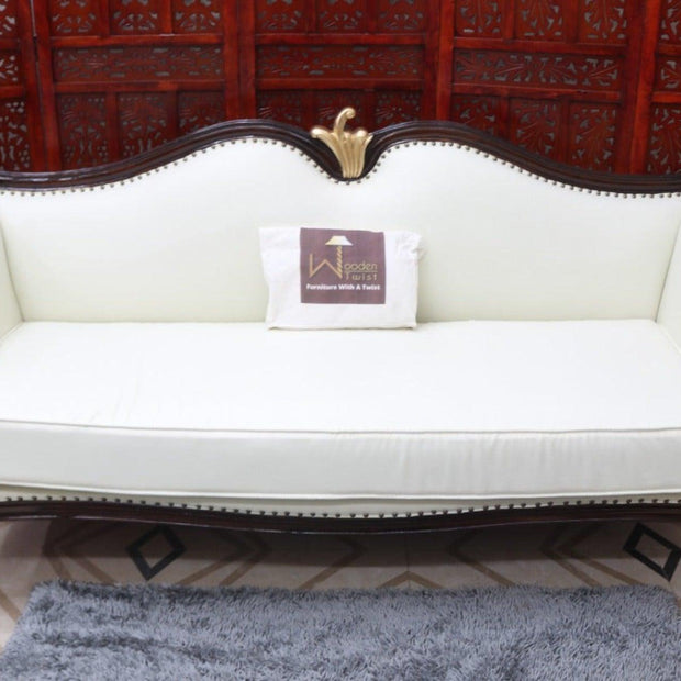 Traditional Wooden 3 Seater Couch for Home & Office Chaise Lounge Settee (Walnut Finish ) - WoodenTwist