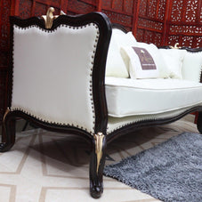 Traditional Wooden 3 Seater Couch for Home & Office Chaise Lounge Settee (Walnut Finish ) - WoodenTwist