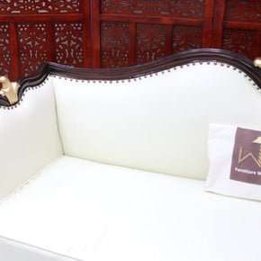 Traditional Wooden 3 Seater Couch for Home & Office Chaise Lounge Settee (Walnut Finish ) - WoodenTwist
