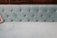 Designer Velvet Rolled Arm Chesterfield Sofa (3 Seater Sky Blue) - WoodenTwist