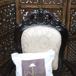 Wooden Handicrafts Arm Chair Teak Wood Walnut Finish (Set of 2) - WoodenTwist