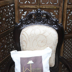 Wooden Handicrafts Arm Chair Teak Wood Walnut Finish (Set of 2) - WoodenTwist
