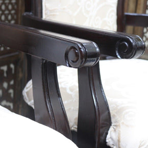 Wooden Handicrafts Arm Chair Teak Wood Walnut Finish (Set of 2) - WoodenTwist