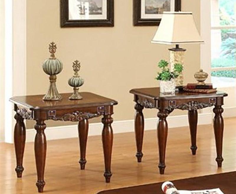 A Handcrafted Sheesham Wood End Table, Set of 2