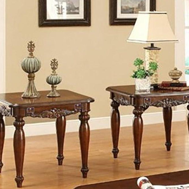 Wooden Hand Carved End Table for Home Décor (Set of 2) - WoodenTwist