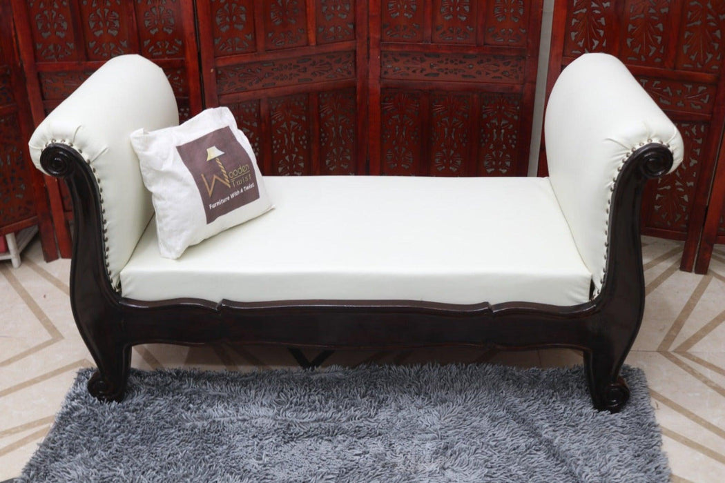 Fovero Sheesham Wood Bench Couch (Walnut Finish) - WoodenTwist