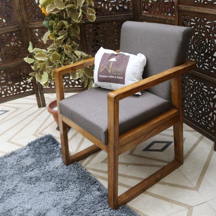 Wooden Twist Adoration Sheesham Wood Armchair ( Brown ) - WoodenTwist