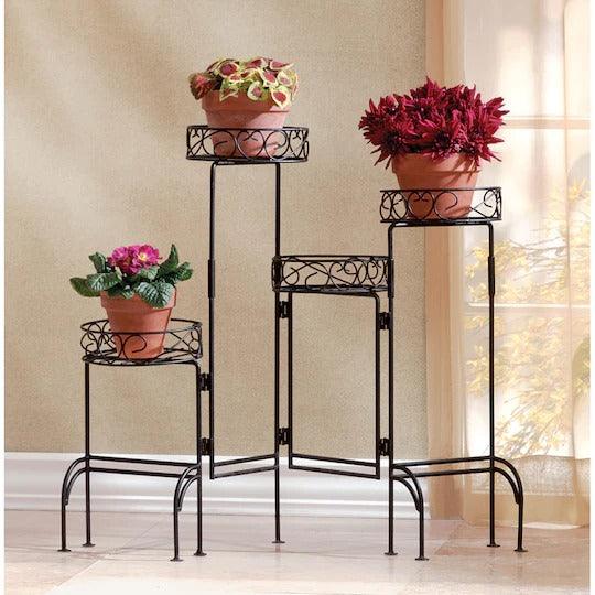 Modern Design Four-Tier Planter Stand Wrought Iron (Black) - WoodenTwist