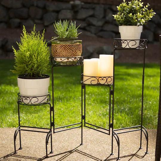 Modern Design Four-Tier Planter Stand Wrought Iron (Black) - WoodenTwist