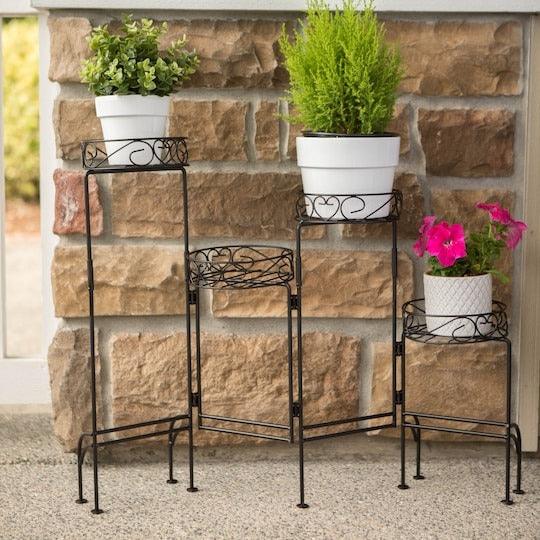 Modern Design Four-Tier Planter Stand Wrought Iron (Black) - WoodenTwist