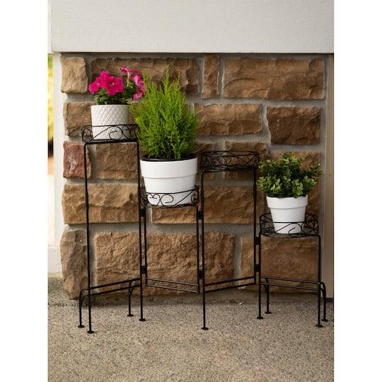 Modern Design Four-Tier Planter Stand Wrought Iron (Black) - WoodenTwist