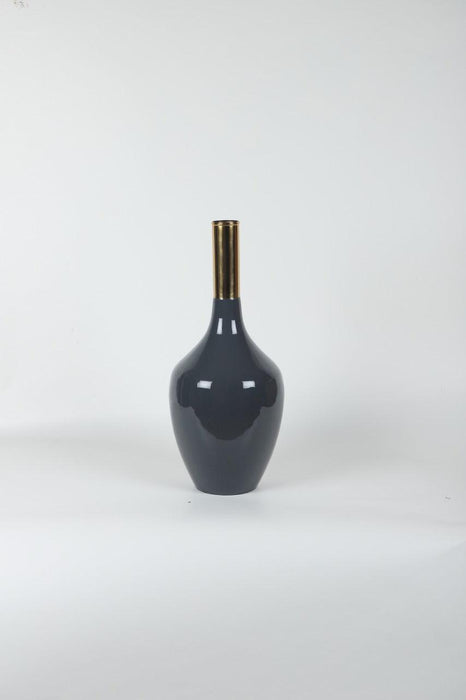 Slender Deidra Dim Grey Brass Vase - WoodenTwist