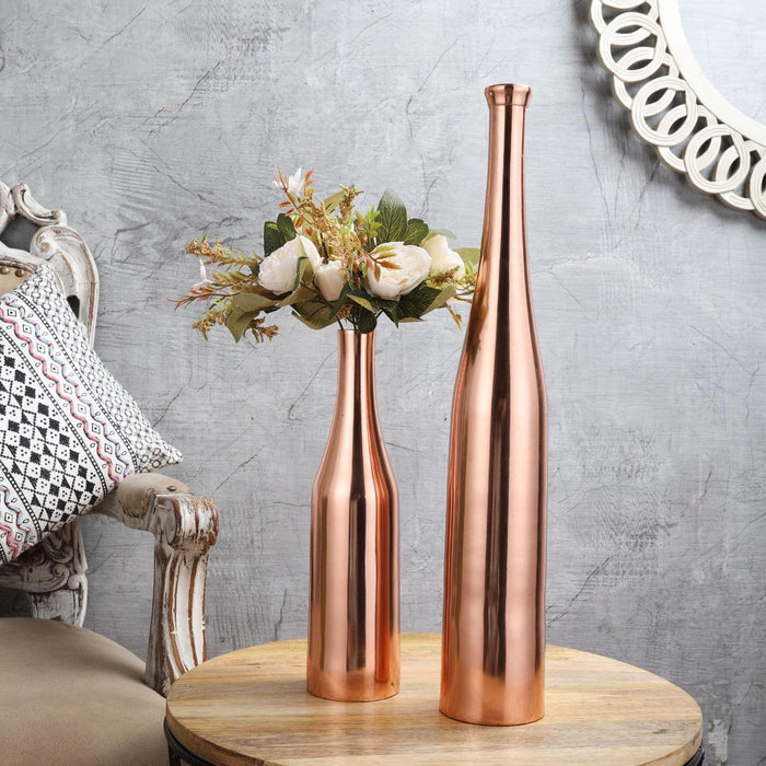 Rose Gold Champagne Large Bottle Vase set - WoodenTwist