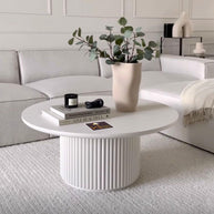 Ossa Ribbed Round Coffee Table BLANCA - WoodenTwist