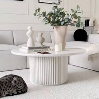 Ossa Ribbed Round Coffee Table BLANCA - WoodenTwist