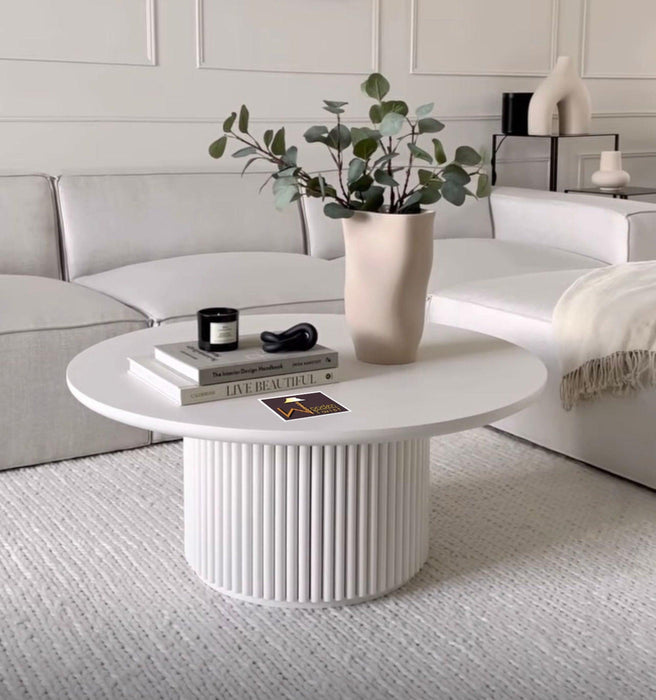 Buy Ossa Ribbed Round Coffee Table BLANCA Online at woodentwist ...