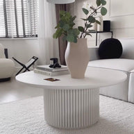 Ossa Ribbed Round Coffee Table BLANCA - WoodenTwist