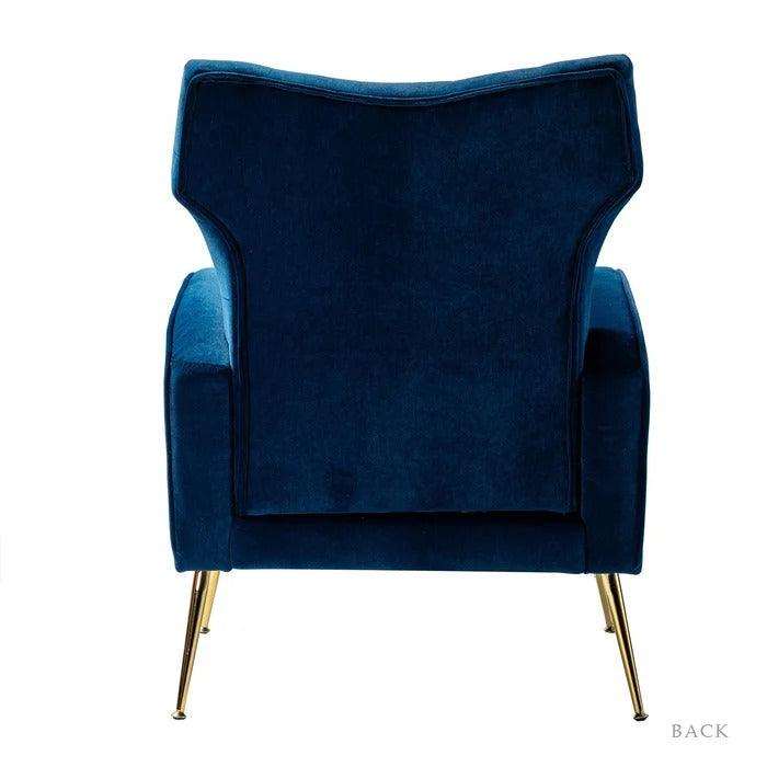 Stuffed Wide Tufted Velvet Wingback Chair for Living Room (Golden Metal Legs) - WoodenTwist