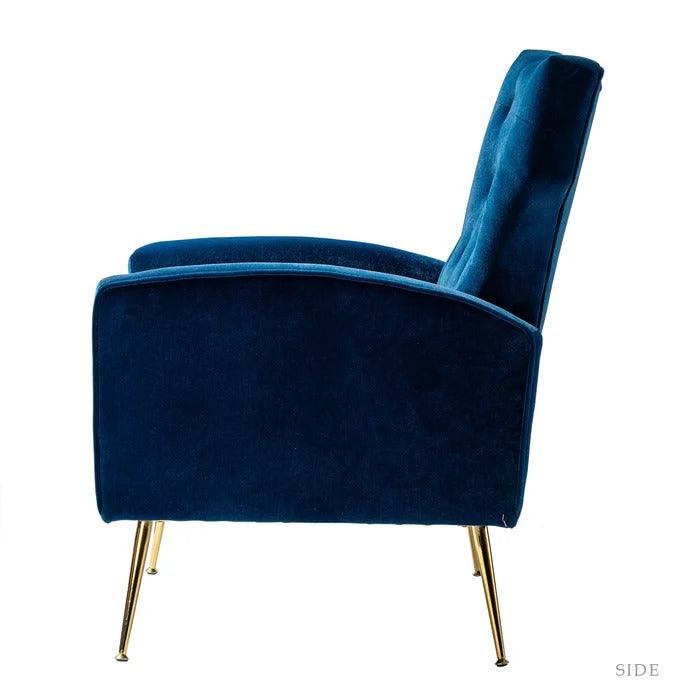 Stuffed Wide Tufted Velvet Wingback Chair for Living Room (Golden Metal Legs) - WoodenTwist