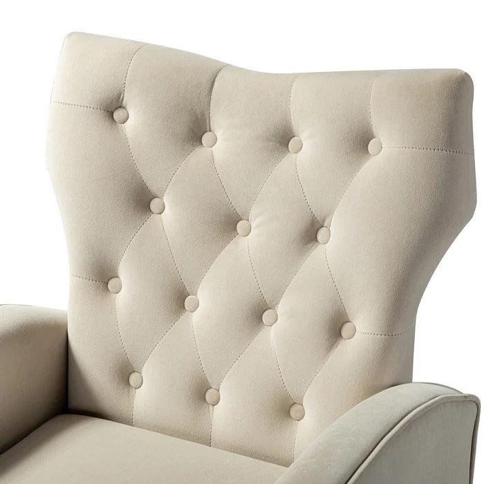 Stuffed Wide Tufted Velvet Wingback Chair for Living Room (Golden Metal Legs) - WoodenTwist