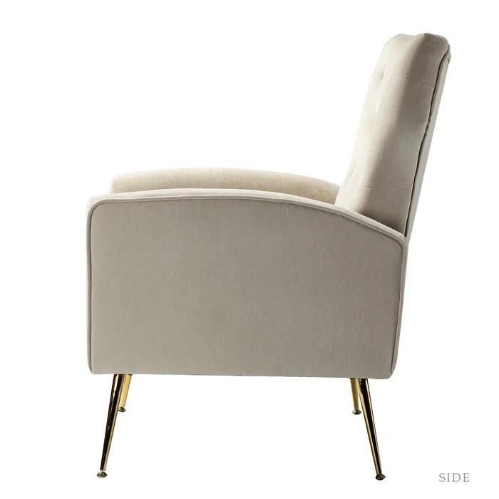 Stuffed Wide Tufted Velvet Wingback Chair for Living Room (Golden Metal Legs) - WoodenTwist