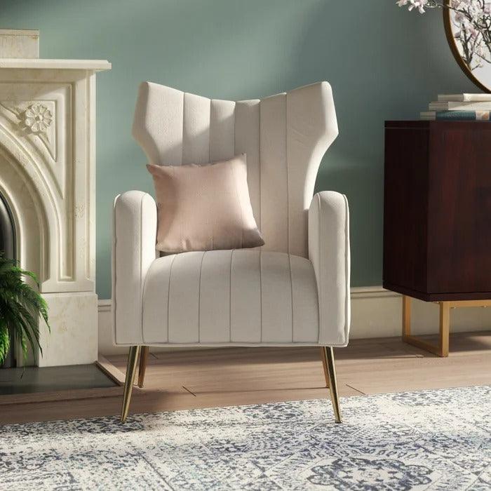 LÍNEA Wide Tufted Velvet Wingback Chair for Living Room - WoodenTwist