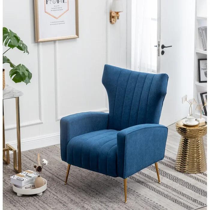 LÍNEA Wide Tufted Velvet Wingback Chair for Living Room - WoodenTwist