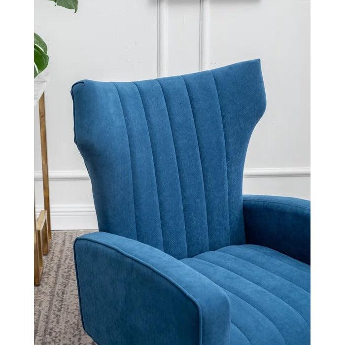 LÍNEA Wide Tufted Velvet Wingback Chair for Living Room - WoodenTwist