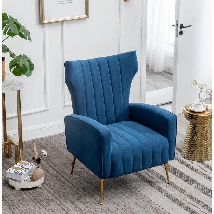 LÍNEA Wide Tufted Velvet Wingback Chair for Living Room - WoodenTwist