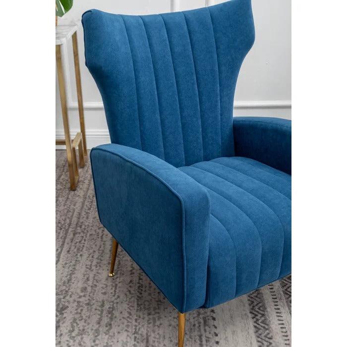 LÍNEA Wide Tufted Velvet Wingback Chair for Living Room - WoodenTwist